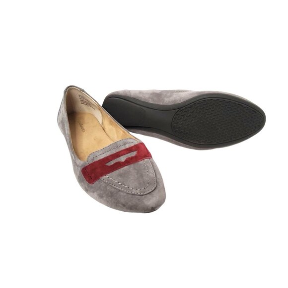 g.h.bass & co womens "nina" suede red and gray flats size 9m. - Picture 6 of 6